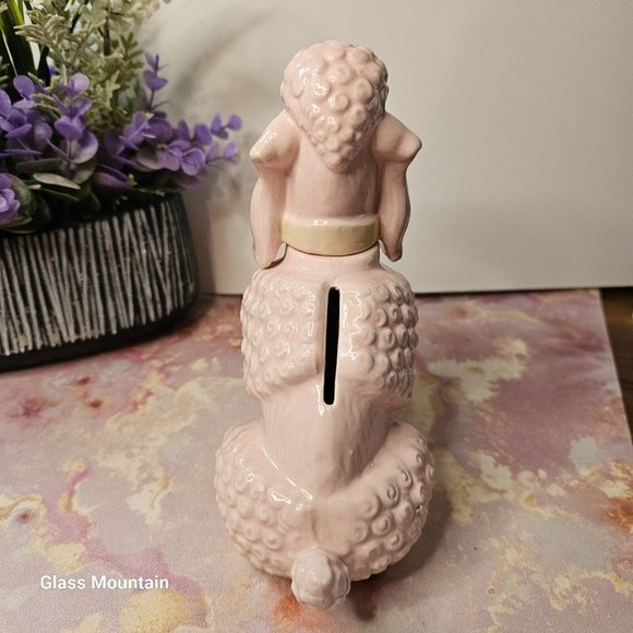 SOLD - Victoria Ceramics Vintage 1950s Glazed Pink French Poodle Coin Money Bank - Picture 5 of 10